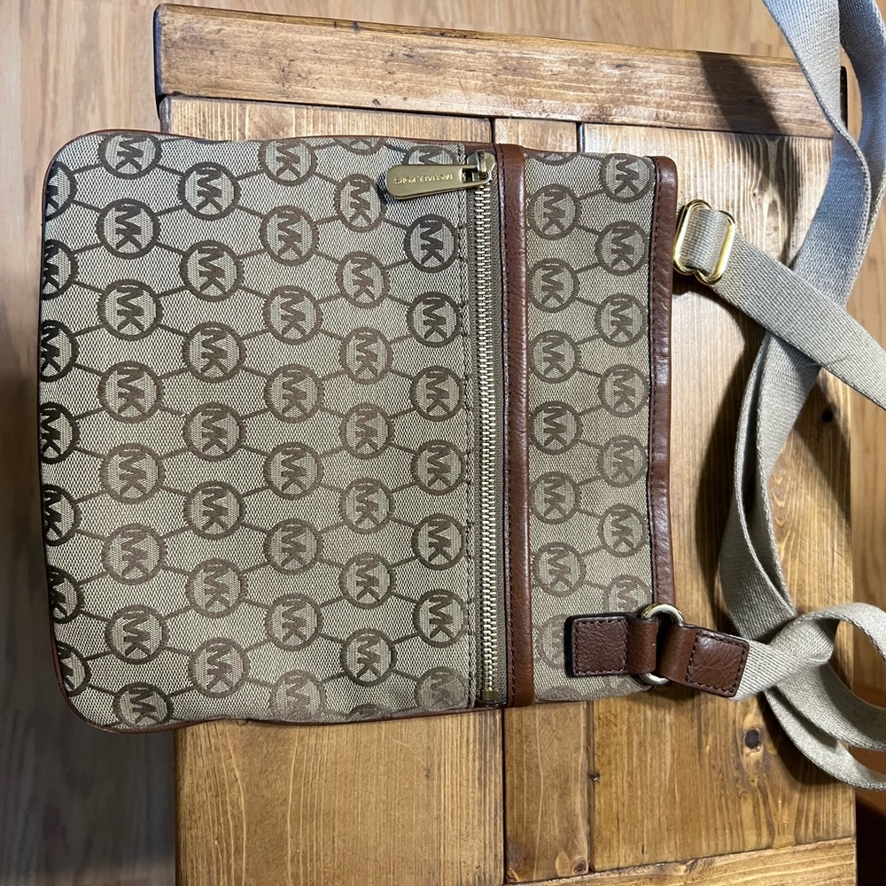 Michael Kors Tan and Brown Crossbody Bag